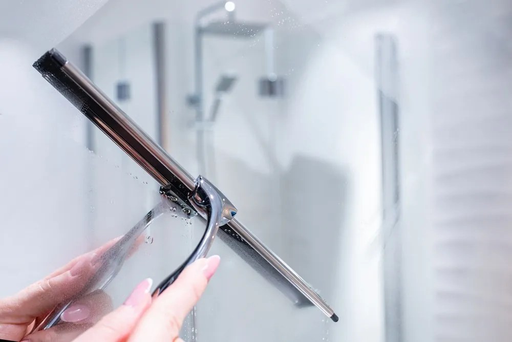 Kovová stierka na sprchové kúty - kov/chróm