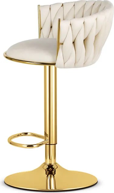 Barová stolička MIG zamatová, zlatá / béžová