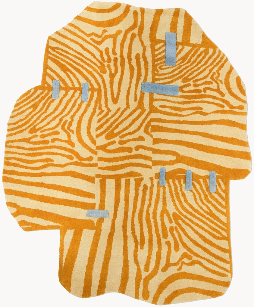 Ručne viazaný vlnený koberec's reliéfnou štruktúrou Patch