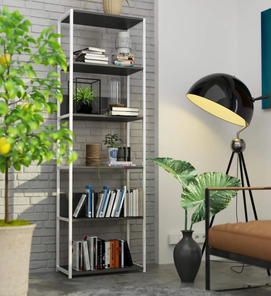 Regál LOFT 60 cm bílý/šedý