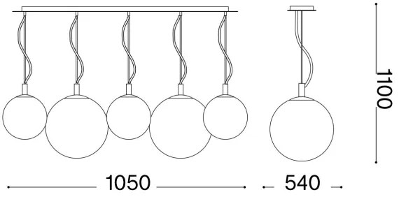 Ideal Lux - Luster na lanku MAPA 5xE27/42W/230V zlatá/dymová