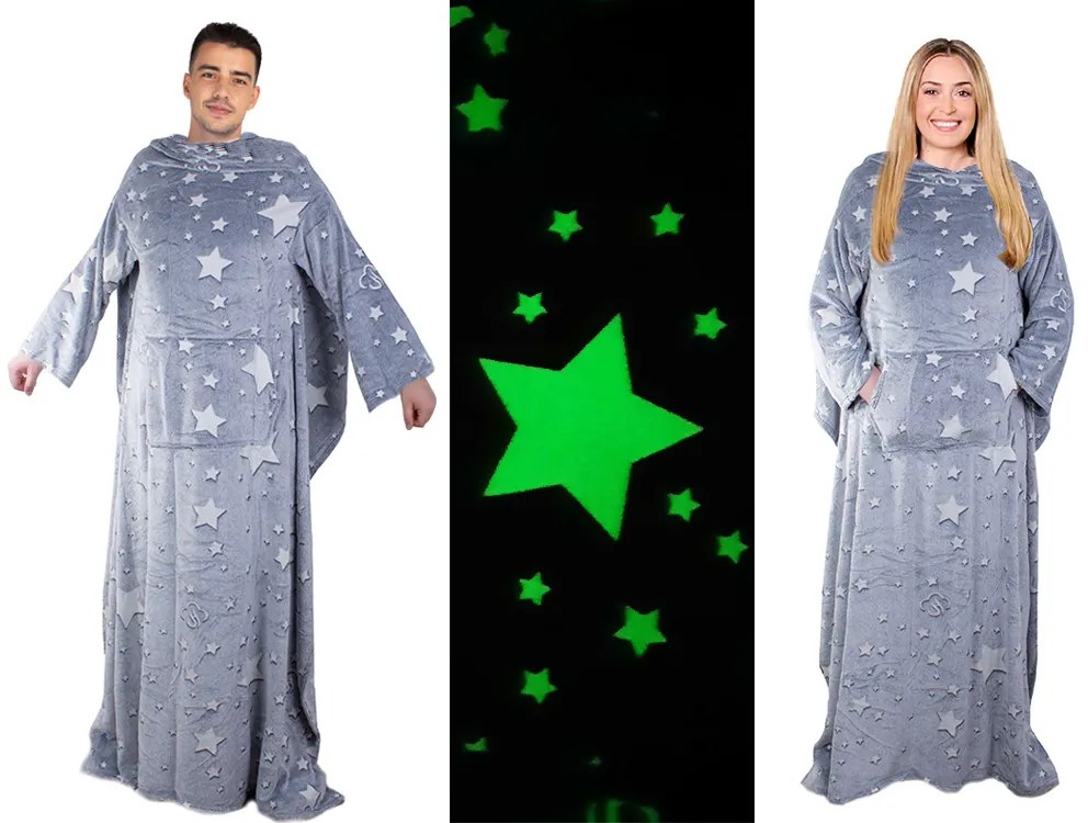 VERK Svietiaca deka s rukávmi - sivá