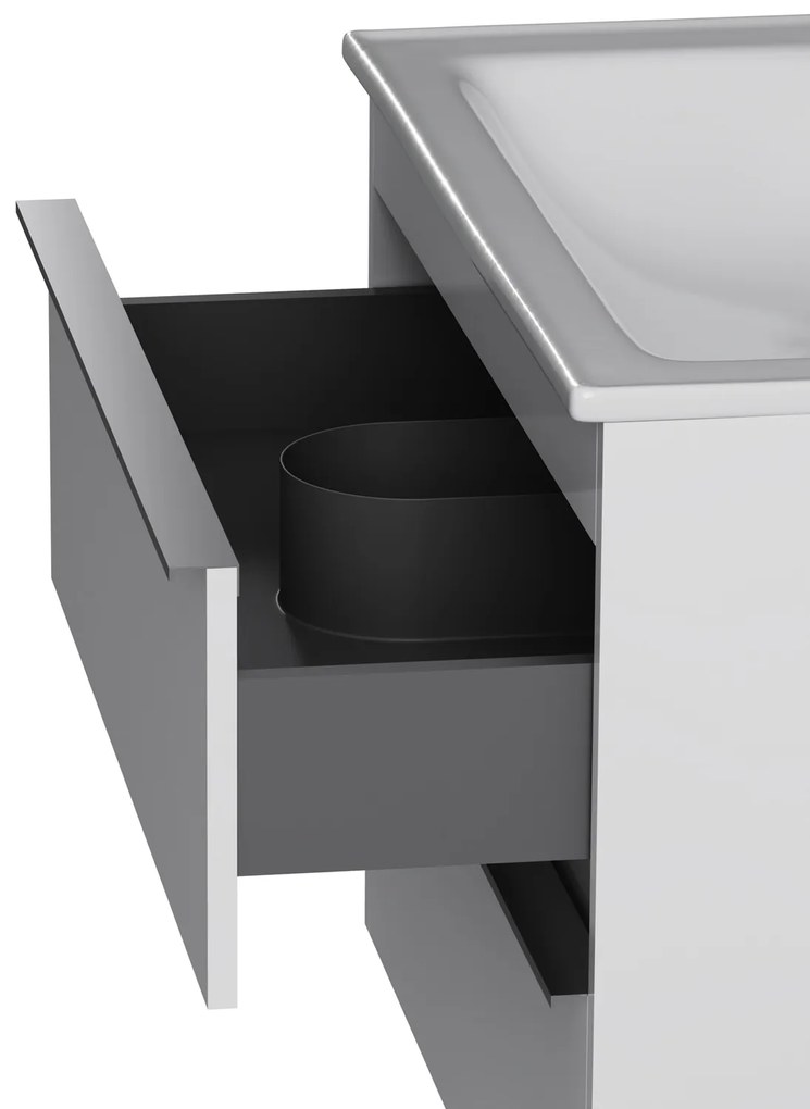 Skrinka s umývadlom 80 AM.PM Hit MTAFHX0802WG závesná, 2 zásuvky, lesklá biela