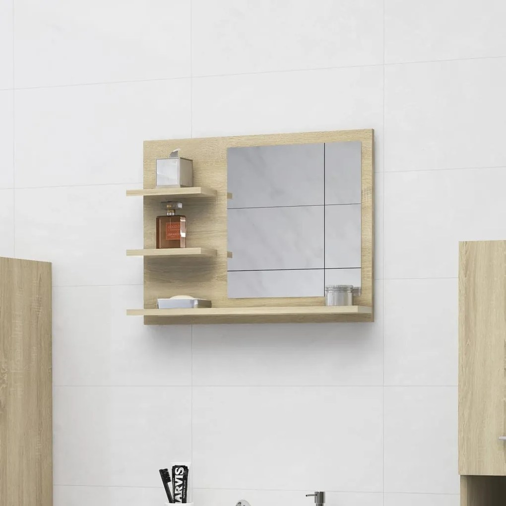vidaXL Kúpeľňové zrkadlo, dub sonoma 60x10,5x45 cm, drevotrieska