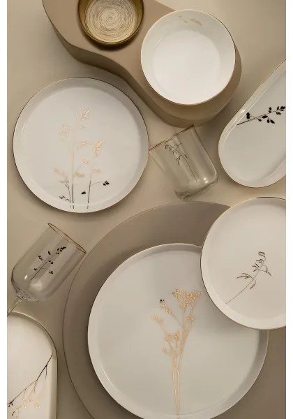 Jedálenská súprava 27 ks biela/zlatá/porcelán