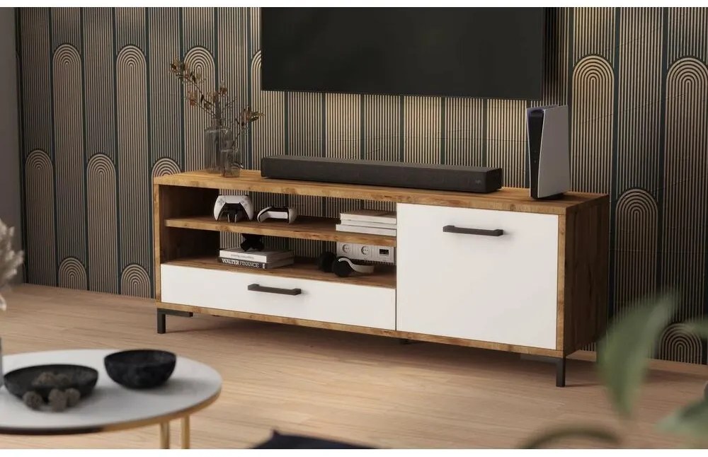 TV skrinka/stolík Cascade  (dub lancaster + biela). Akcia -20%. Vlastná spoľahlivá doprava až k Vám domov. 1098745