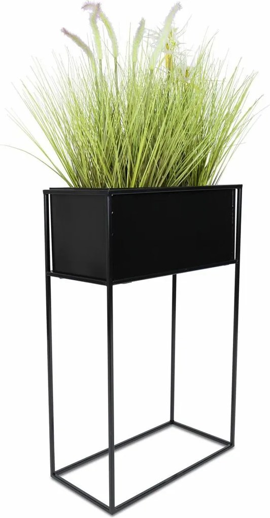 KOVOVÝ KVETINÁČ SO STOJANOM RECT 70X24X44 CM ČIERNA