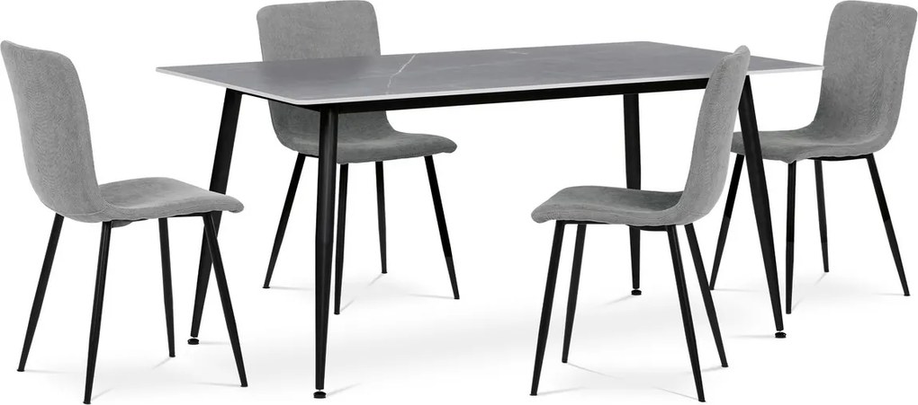 Jedálenský stôl 160 x 90 cm, šedý mramor, L