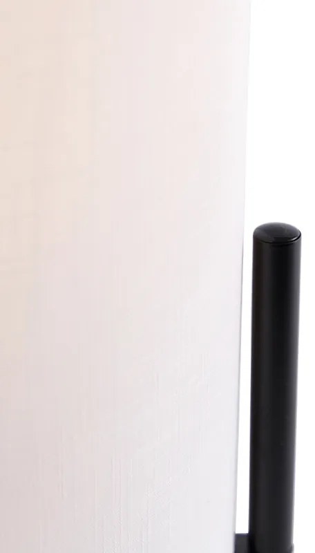 Moderná stolná lampa čierna s ľanovým bielym tienidlom - Rich