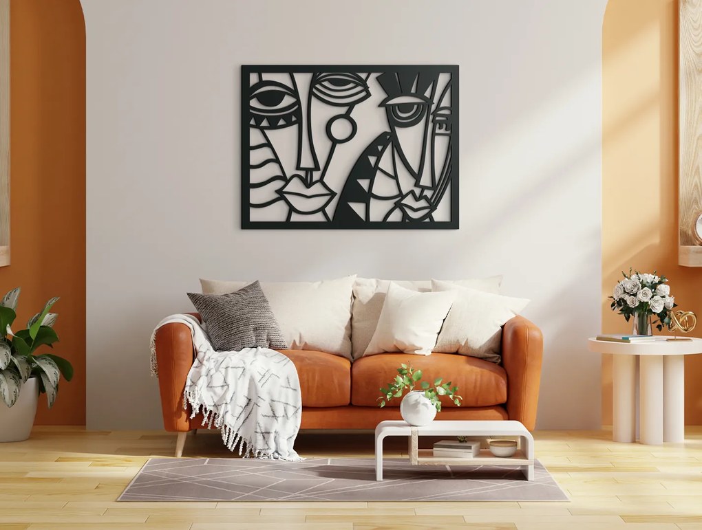 drevko Moderný obraz na stenu Dve tváre Rozmer obrazu: 32,5 x 43 cm, Farba dekorácie: Čierna
