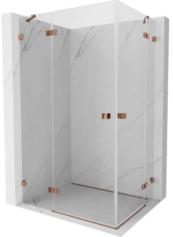 Mexen Lunar Duo, výklopný sprchový kút 95 x 80 cm, 8mm číre sklo, profil ružové zlato, 834-095L-080P-60-00