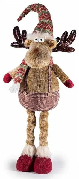 Vianočný sob v zimnom oblečení s nastaviteľnými nohami 67 cm