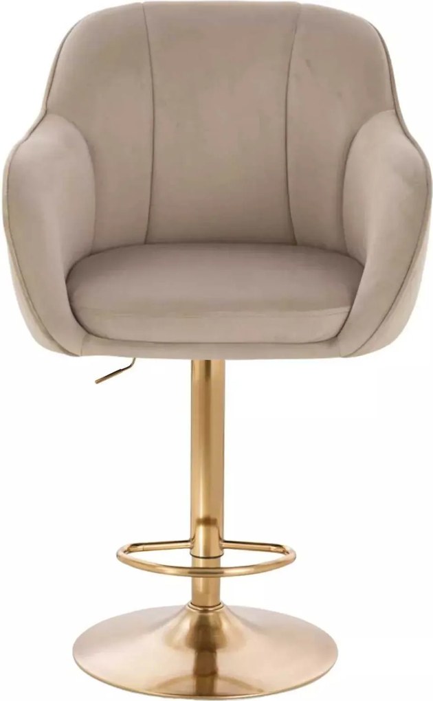 LuxuryForm DESIGN Barová stolička AVOLA VELUR na zlatom tanieri - latte