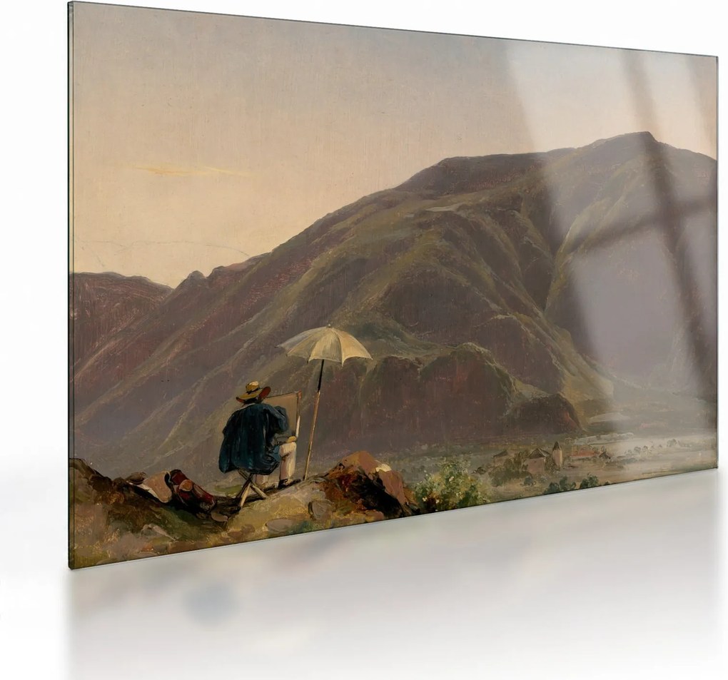 Sklenený obraz - Jules Coignet, View of Bozen with a Painter, reprodukcia (70x50 cm)