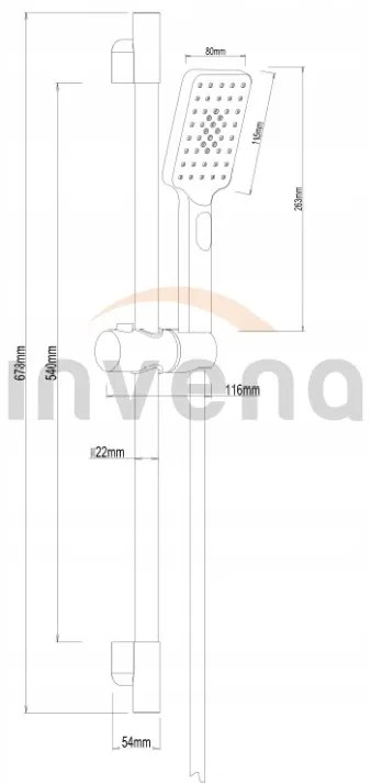 Invena Midnight, sprchový stĺp s ručnou sprchou, čierna-ružové zlato, AU-35-014-S