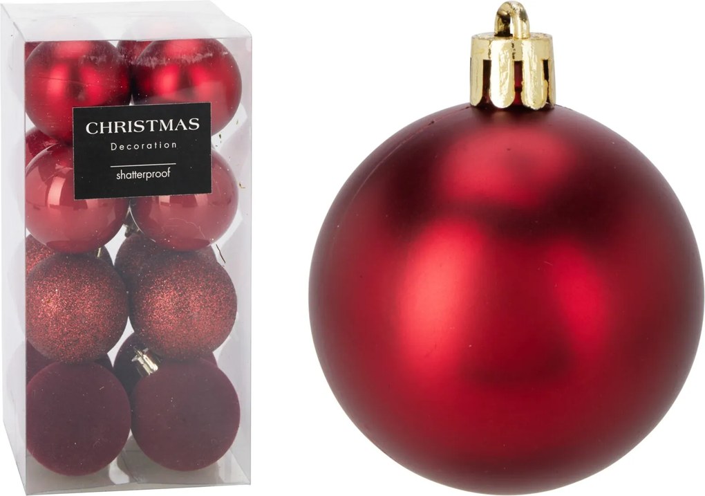 Sada 16 ks vánočních baněk Leo 5 cm kaštanová