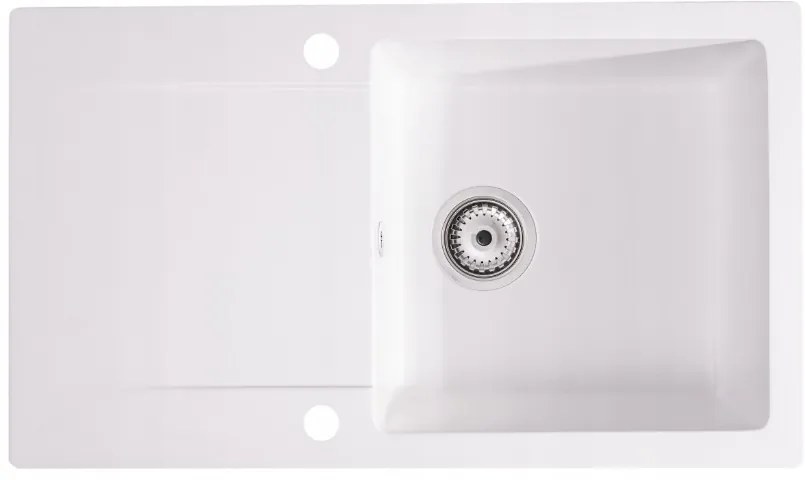 Sink Quality Ferrum, kuchynský granitový drez 770x450x190 mm + sifón, biela, SKQ-FER.W.1KDO.X