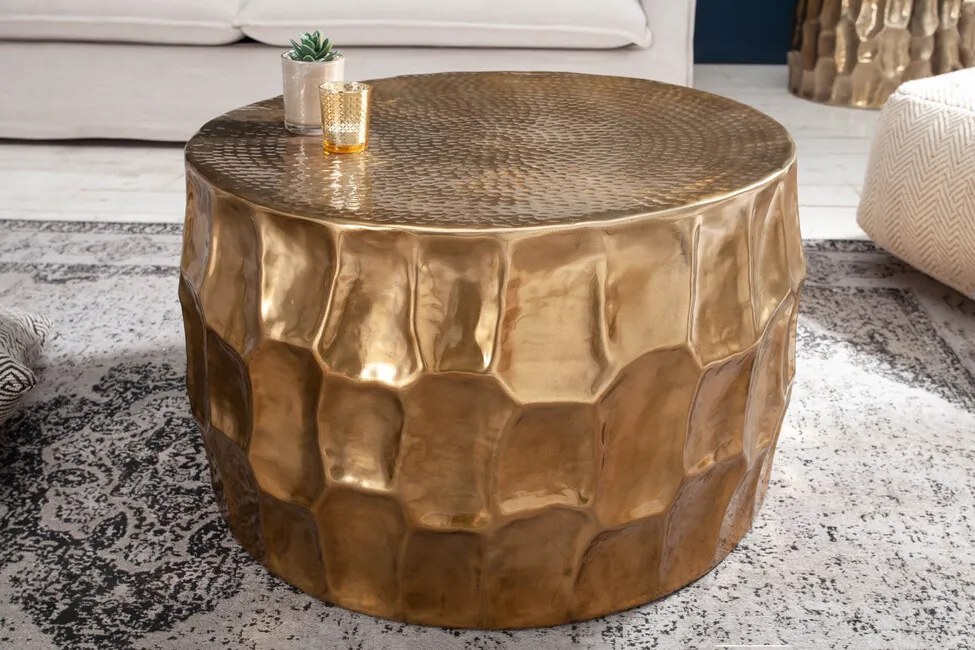 Ručne vyrobený konferenčný stolík Organic Orient zlatý 68cm