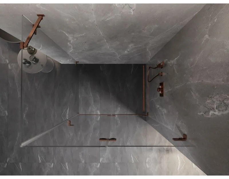 Mexen Lunar-F, 1-krídlový sprchový kút so skladacími dverami, pravý, 80 x 70 cm, 8mm číre sklo, ružové zlato profil, 836-080-070-60-00-P