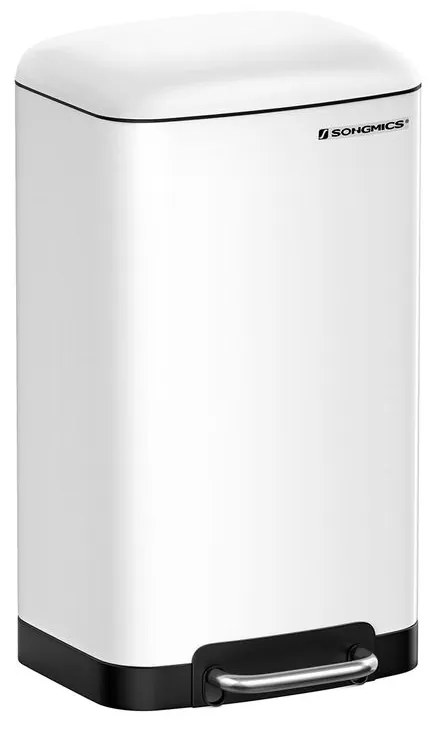 SongmicsHome Odpadkový kôš s pomalým zatváraním SLOW, 30l, biela