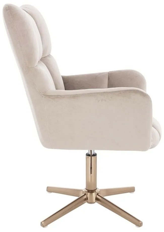 LuxuryForm DESIGN Otočné kreslo AURORA VELUR na zlatom kríži - latte