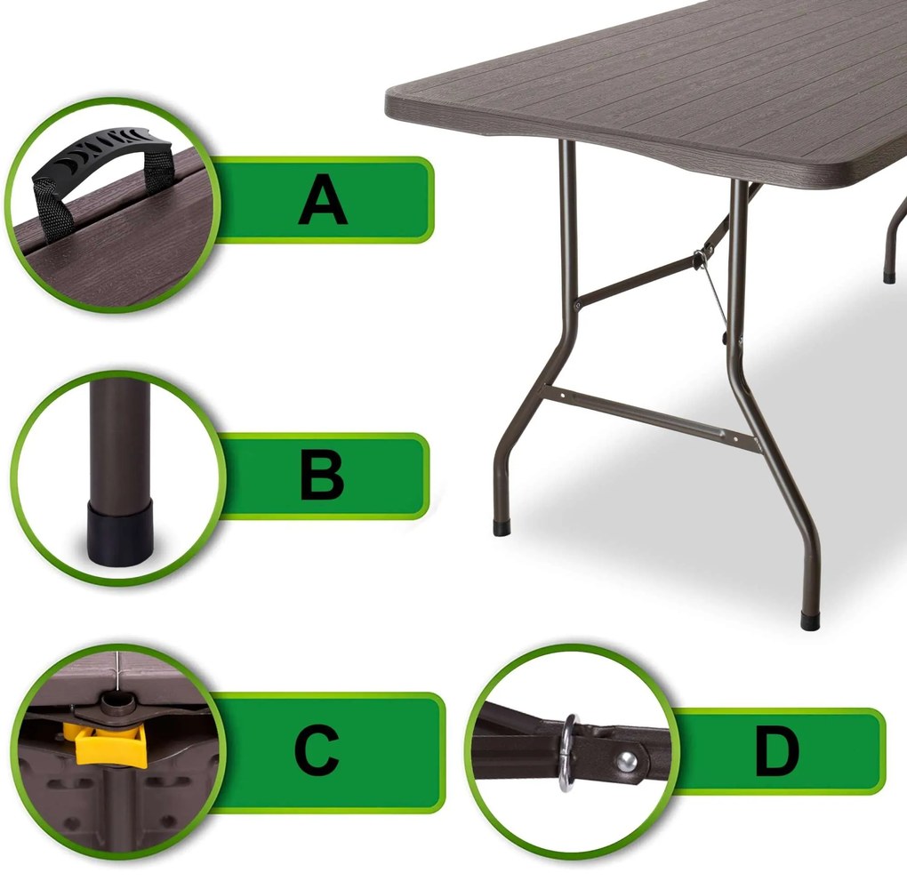 Cateringový stůl WOODLAN 180 cm hnědý