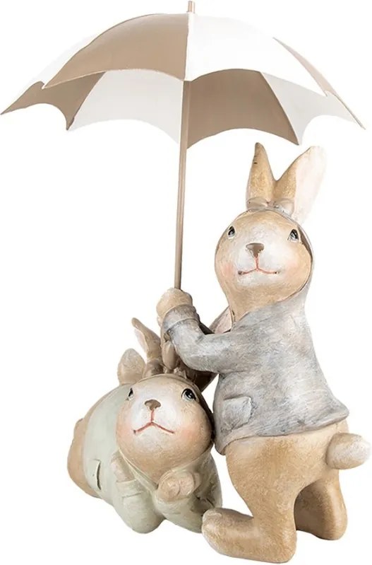 Dekorácia zajačikovia pod dáždnikom - 19*16*23 cm