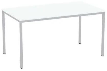 Jedálenský stôl Versys so strieborným podnožím RAL 9006, 140 x 80 x 74,3 cm, biely