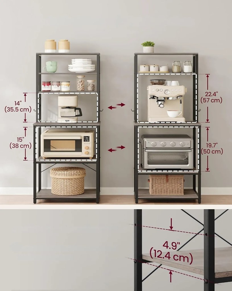 Kuchyňský regál Vasagle Vogues 60 cm černý/šedý