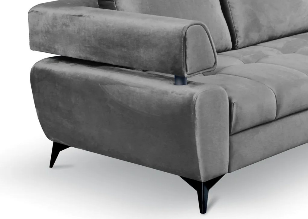 Rohová sedacia súprava Paris, stredne šedá látka, pravý roh