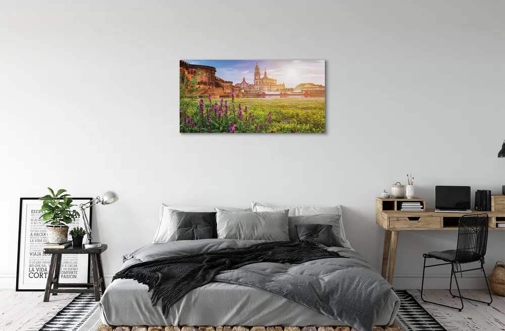 Obraz na plátne Nemecko Sunrise River 125x50 cm