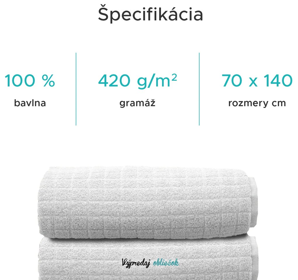 Osuška JERRY 70 x 140 cm biela, 100% bavlna