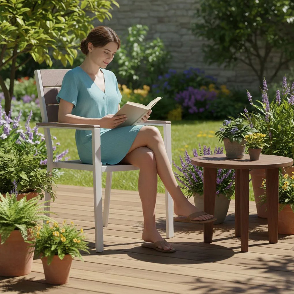 MultiGarden Sada 2 záhradných stoličiek HDPE oceľ - biela MultiGarden