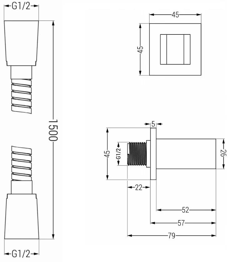 Mexen príslušenstvo - podomietkový 1-bodový ručný sprchový set R-02, grafit, 785006050-66