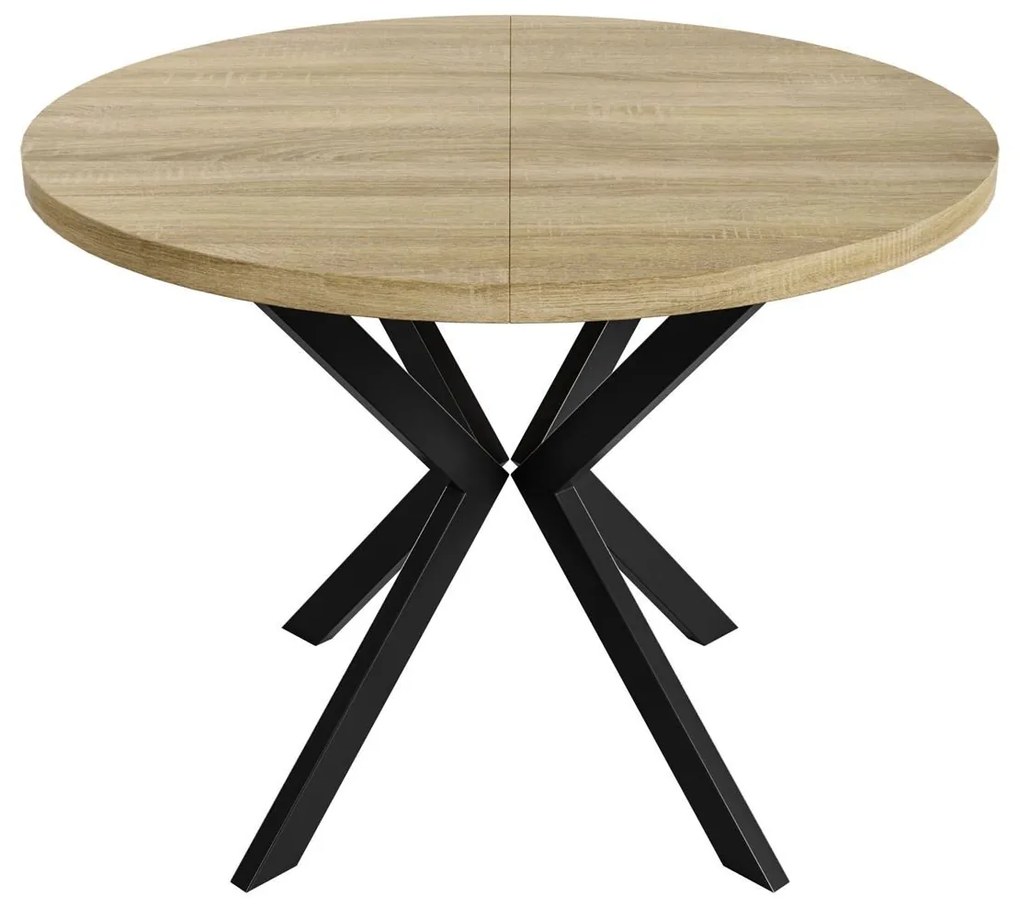 Okrúhly rozkladací jedálensky stôl MARION 120-196 cm biely mramor Farba nôh: Čierna