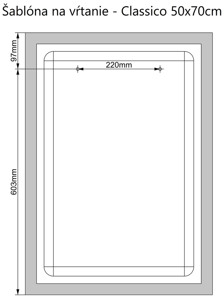 LED zrkadlo Classico 50x70cm neutrálna biela - wifi aplikácia