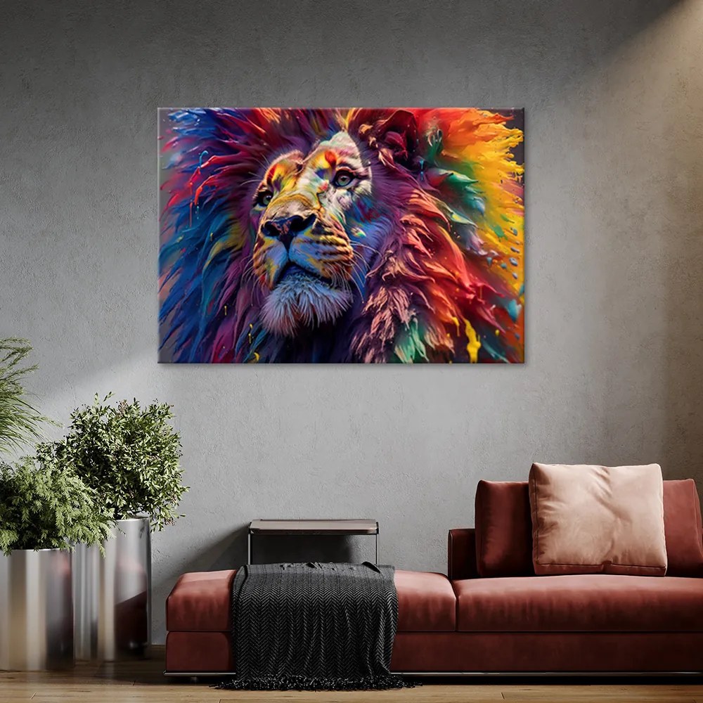 Gario Obraz na plátne Lev s farbami Rozmery: 60 x 40 cm
