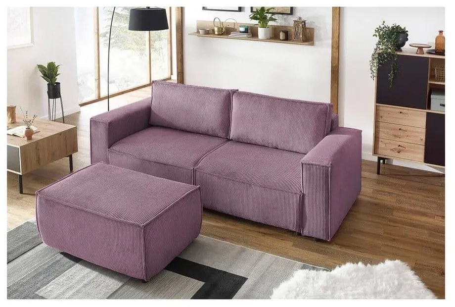 Ružový menčestrový taburet Nihad – Bobochic Paris