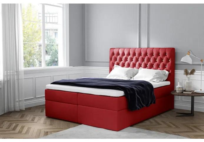 Elegantné čalúnené jednolôžko Mandy s úložným priestororm červená 120 x 200 + topper zdarma