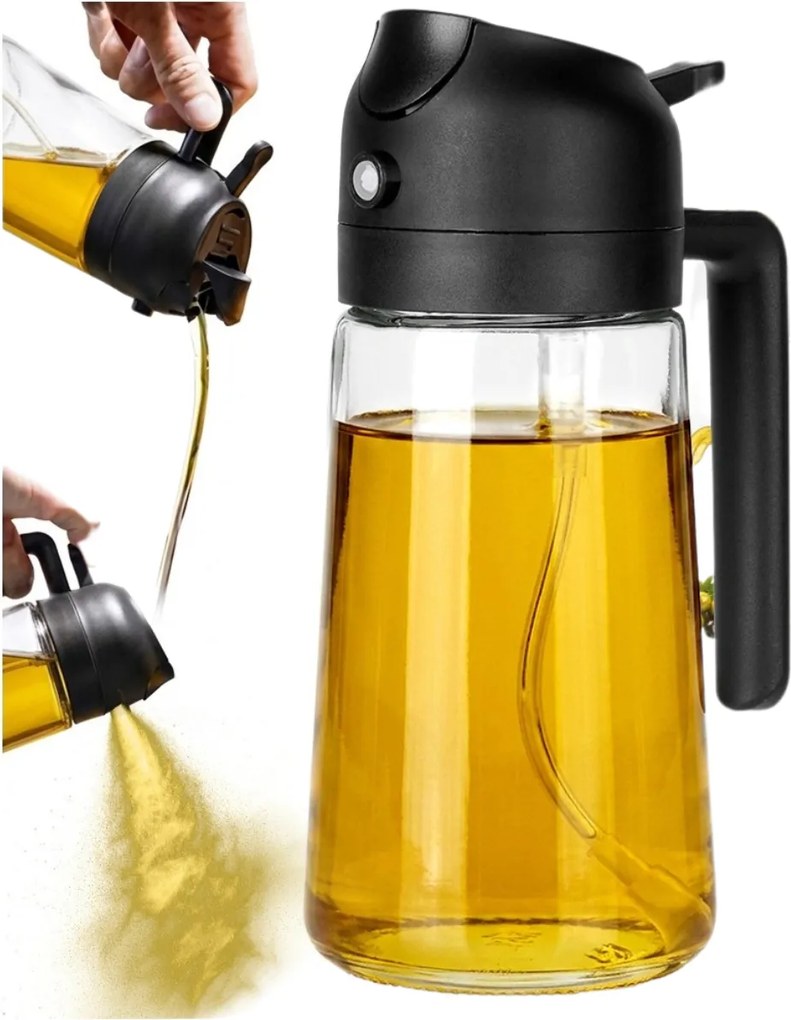 VILDE Sklenený rozprašovač a dávkovač na olej 2v1 450ml - číre sklo