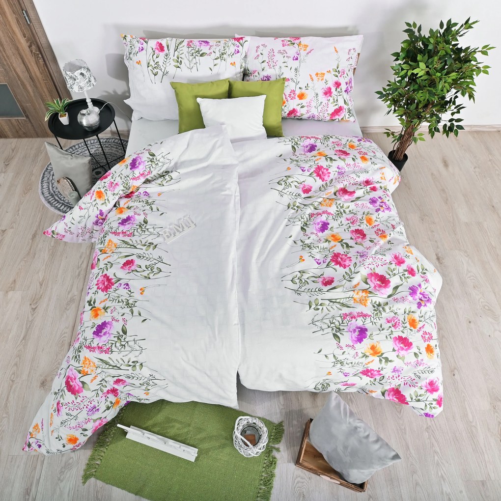 Obliečky bavlnené Tatiana biele EMI: Predĺžený set jednolôžko obsahuje 1x 140x220 + 1x 70x90