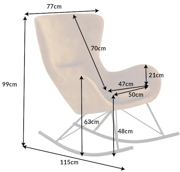 Hojdacie kreslo Scandinavia Swing horčicová žltá zamat