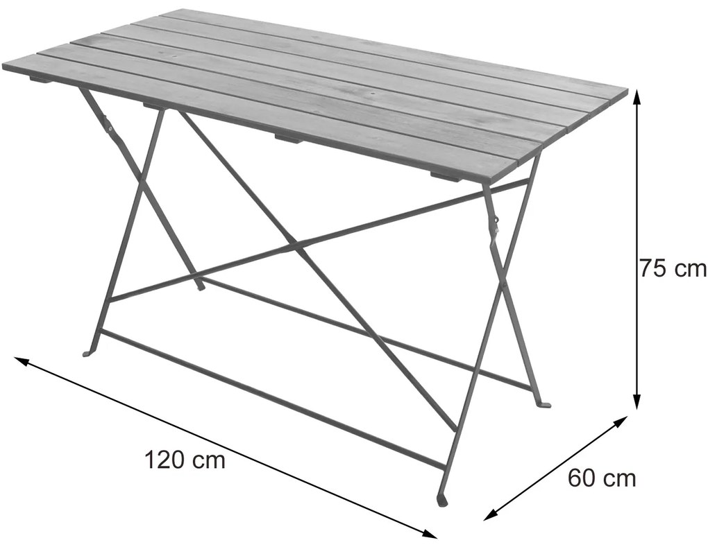 Záhradný stôl HWC-J40, skladací, akáciové drevo,120x60cm - hnedá
