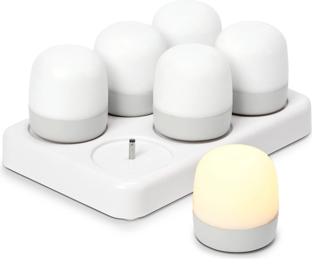 LED akumulátorové čajové sviečky do exteriéru, 6 ks