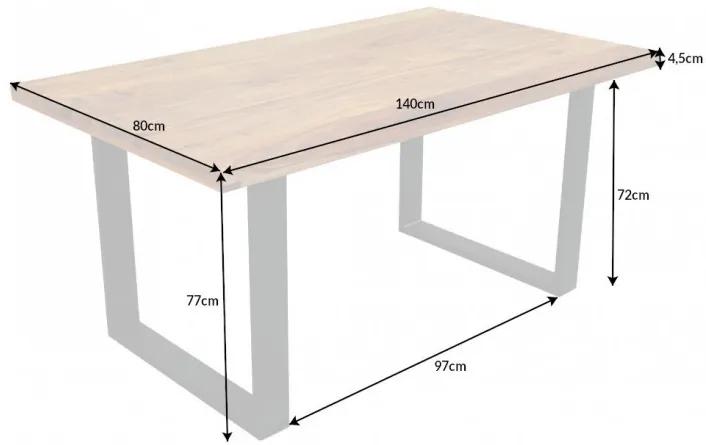 Dizajnový jedálenský stôl Thunder 140 cm sheesham hnedý - Skladom na SK