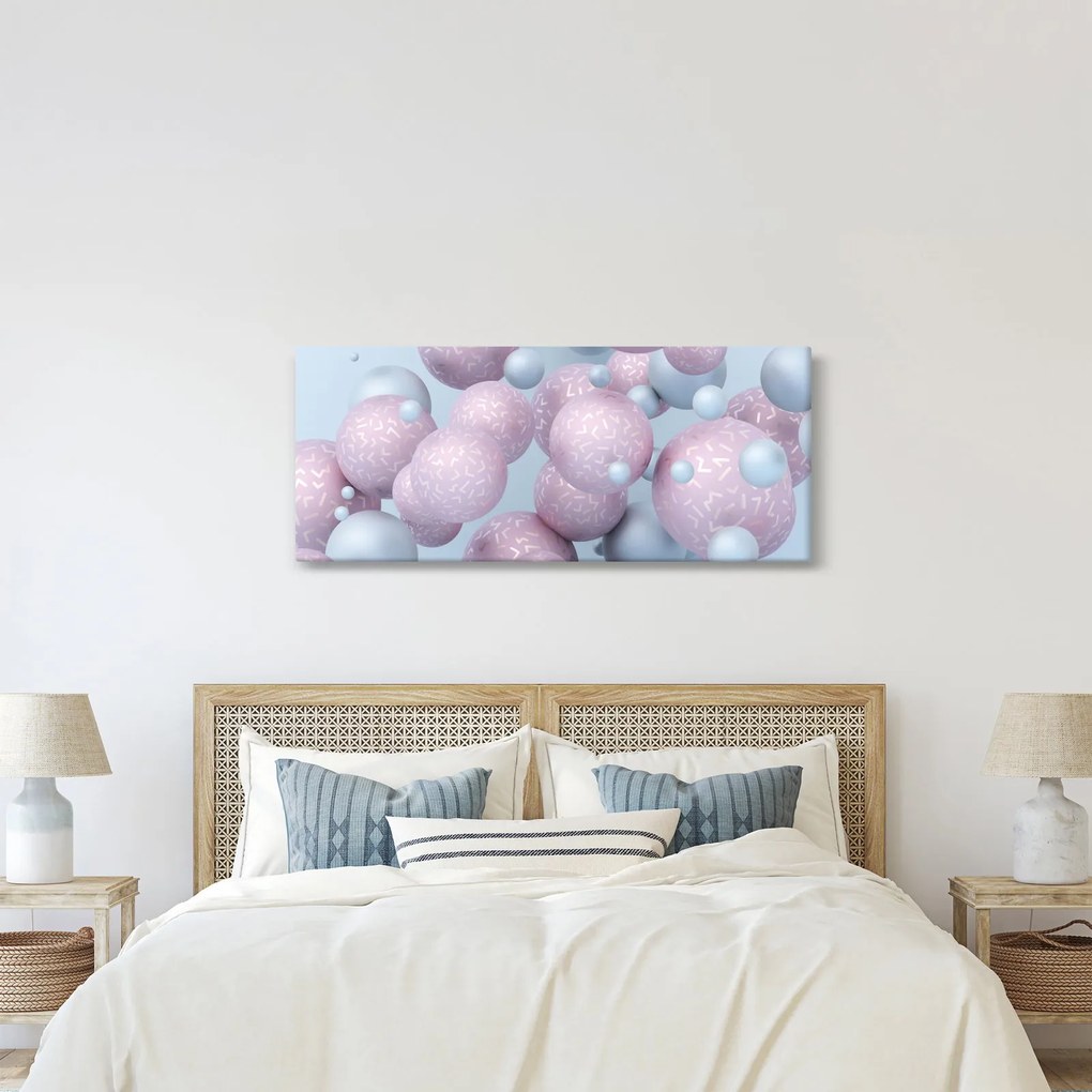 Abstraktný obraz - Pastelové guľa (120x50 cm)