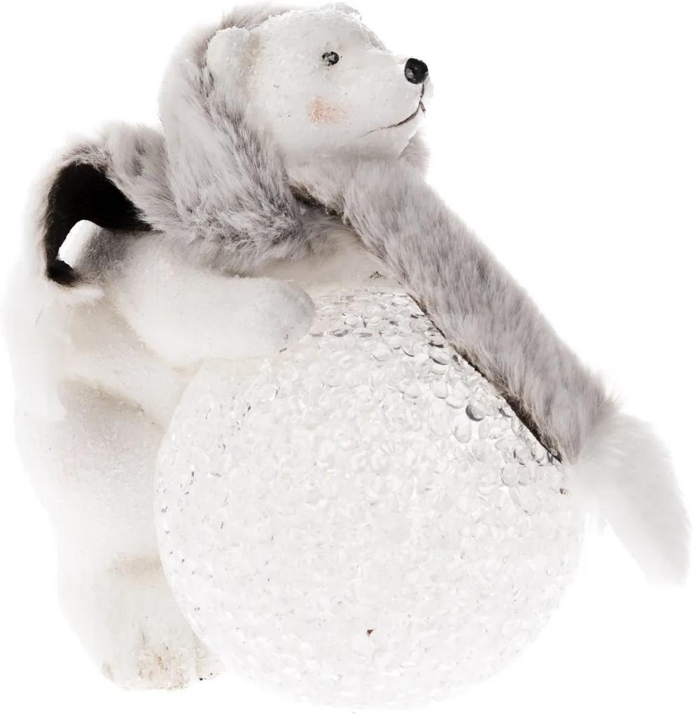 Keramická dekorácia Medvedík s LED osvetlením, 13,5 x 13,5 cm
