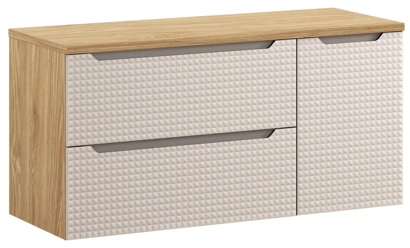 Závesná skrinka pod umývadlo Luxor Beige II s doskou 120 cm béžový/dub olejovaný