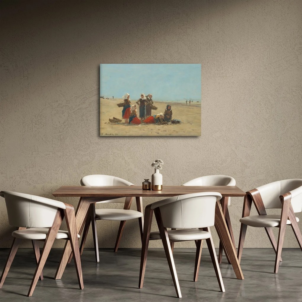 Obraz - Eugène Boudin, Women on the Beach at Berck, reprodukcia (70x50 cm)