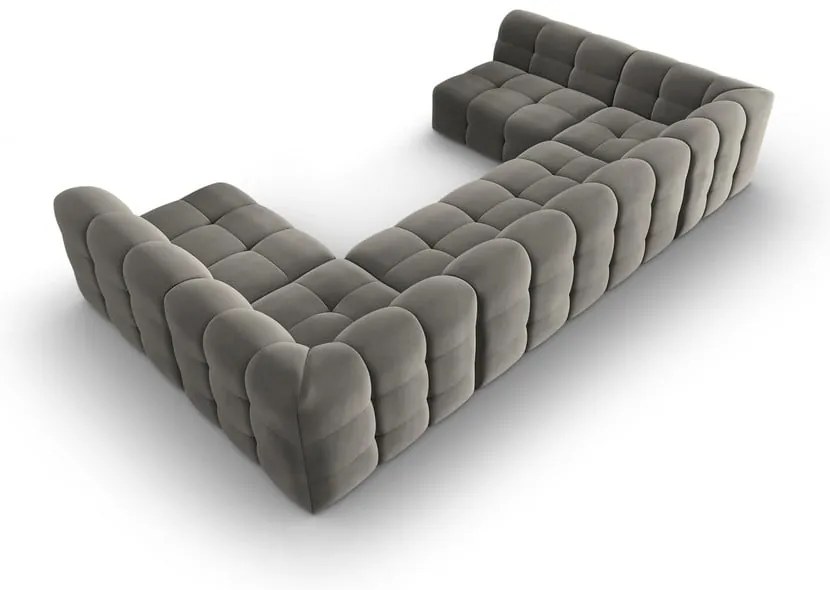 Sivá zamatová rohová pohovka (do "U") Kendal - Micadoni Home